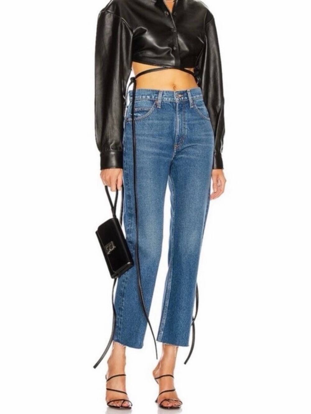 Re/Done 70s Crop Boot cut Blue High-Rise Jeans size 26